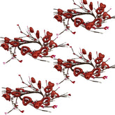 4 Pcs Glitter Red Heart And Berry Candle Wreath Holder Rings Pip Berry Candle Rings Mini Wreaths 4" Center For Christmas Wedding Windows Table Centerpieces (Red)
