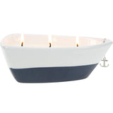 Pavilion Gift Company Life is Better 10 Oz Triple Wick Candle in Ceramic Boat Dish, Blue, 67770, 67770, 67770, 67770