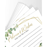 Advice And Wishes For The Mr And Mrs – Wedding Advice Cards For Bridal Shower, Games And Favors For Guests, Botanical Greenery Decor, 50 Cards