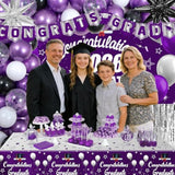 Graduation Decorations 2026, 71 Pcs Purple Themed Set, Graduation Party Decoration With Confetti Foil Balloons, Congrats Grad Banner, Tablecloth Fringe Backdrop