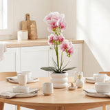 20" Large White Phalaenopsis Artificial Orchid Plant In Ceramic Vase - Real Touch Faux Orchid Flower Arrangements For Dining Table Centerpiece, Home Office Decor (Pink)