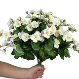 4 Bundles Artificial Begonia Flowers Outdoor Fake Flowers For Decoration Uv Resistant No Fade Faux Silk Plants Garden Porch Window Box Decor,White