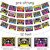 4 Pcs Cassette Tape Banners Retro Radio & Boom Box for 70s-90s Music Party Decor
