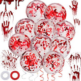 60pcs Halloween Scary Balloons 12 Inch Blood Splatter Handprint Confetti Party Decorations