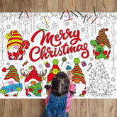 Merry Christmas Gnome Coloring Poster For Kids Giant Coloring Poster Large Xmas Gnome Coloring Tablecloth Jumbo Coloring Books For Kids Classroom Home Birthday Party Supplies Favor