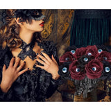 10 Artificial Roses With Eyeballs For Halloween Party Rose Bouquet, Used For Flower Arrangement, Party Home Decoration (Red Black)
