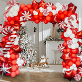 175Pcs Christmas Balloon Arch Kit - Includes Red, White, Candy Cane & Confetti Balloons, Tools Kit For Christmas Party Decorations