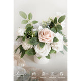 White & Sage Artificial Flowers With Vase Wedding Decor Centerpiece Flower Potted For Ceremony Reception Tabletop Desk Flowers Mantel Archway Aisle, Fake Flowers Set Of 4