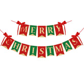 Merry Christmas Burlap Banner Home Garden-Xmas Bunting Decoration Indoor Outdoor Fireplace Wall Tree (Mix)