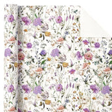 Kraft Floral Wrapping Paper Roll - Mini Roll - 17 Inch X 16.5 Feet - Garden Wildflower Wrapping Paper Perfect For Girls Women Birthday, Wedding, Bridal Shower