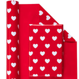 Reversible Valentine'S Day Wrapping Paper - Mini Roll - 17 Inch X 33 Feet - Red Love Heart Design For Valentine'S Day, Wedding, Anniversary, Birthday, Baby Shower