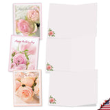 20 Assorted Floral Blank Mother'S Day Notes Box Set 4 X 5.12 Inch With Envelopes (10 Designs, 2 Each) Romantic Sweet Pink Roses Am10311Mdb-B2X10
