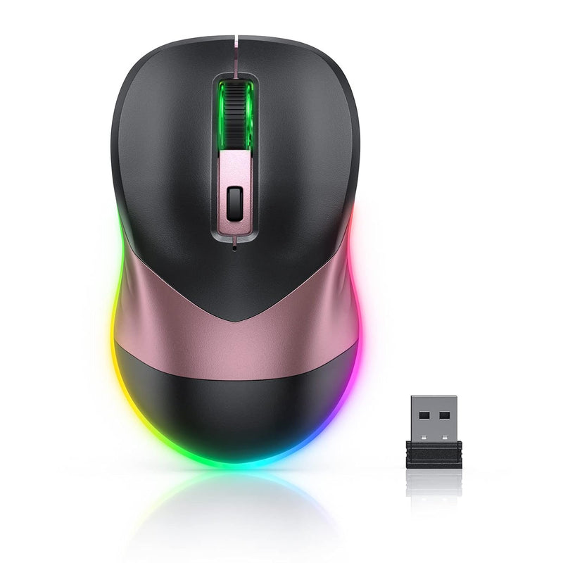 Wireless Mouse, Mouse Jiggler For Laptop - Led Mouse Rechargeable Computer Mou