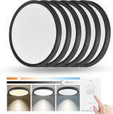 6 Pack 12 Inch Dimmable LED Flush Mount Ceiling Lights 24W 2640LM Black