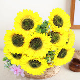 Realistic Sunflower Big Artificial Flowers With Eucalyptus Leaf And Fabric Butterfly, As A Tabletop Bouquet Or Outdoor Garden Decoration 12Pcs