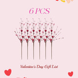 Valentine'S Day Decoration 6 Pcs 17-Inch Valentine'S Day Picks With Artificial Pink Red Heart Berry Branches For Wedding Anniversary Party And Table Centerpieces