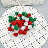 100 Pcs Christmas Pom Pom Balls Glitter Fluffy Pom Poms Red Green White Pom Poms Mini Craft Pom Poms Tinsel Pom Pom Balls For Diy Arts Home Decorations