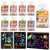 18-Piece Rainbow Scratch Art Notebooks for Party Favors and Goodie Bags