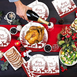 White Christmas Paper Plates Napkins Party Decorations Christmas Tree Elk Theme Party Supplies Disposable Paper Tableware For Decorations For Happy New Year Holiday