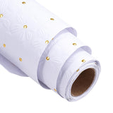 White Wrapping Paper Roll, Mini Roll, Flower With Gold Dot Design Perfect For Wedding, Birthday, Anniversary, Bridal Shower, 17 Inches X 16.4 Feet