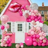Pink Balloon Garland Arch Kit With Hot Pink Rose Gold Chrome Balloons