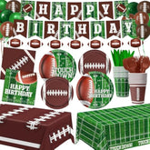 Football Birthday Party Decorations Includes Plates, Napkins, Cups, Banner, Balloons, Touchdown Tablecloth For Football Birthday & Tailgate Party Decorations, Serve 24