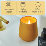Rooted Candle - 2 In 1 Cedarwood Scented & Soy Candle With Seeds That Grows Into Lavender Plant - 6 Oz W/ 42 Hr Burn Time In Matte Glaze Ceramic Vessel Ideal For Indoor Herb Garden
