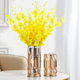 12 Pcs Artificial Flowers Orchids Silk Flowers Fake Orchid In Bulk Artificial Flowers Long Stem 20" Yellow Dancing Orchids Flower For Wedding Home Office Party Festive Decoration