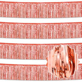 4 Pack 10 Ft Rose Gold Foil Fringe Garland Metallic Streamers Tinsel Banner Wall Hanging Garland Backdrop For Parade Floats, Halloween, Christmas, Thanksgiving, New Year Party Decorations