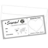 Surprise Trip Reveal Ideas Boarding Pass Ticket With Envelopes, 5 Set 3.5"X8"Gray Travel Ticket Gift, Special For Holiday Birthday Valentine'S Day Christmas Wedding Gift Card-005/5