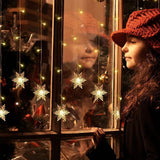 13Ft/4M 96 Led Snowflake Curtain String Lights Plug-In Memory Window Lights With 8 Modes For Christmas, Wedding, Party,W