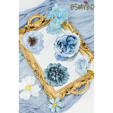 Dusty Blue Artificial Flowers Combo, Baby Blue Wedding Flowers Fake Floral Bulk Bouquets, Light Blue Flowers, Silk Rose Flowers For Wedding Bridal Shower Table Centerpieces & Home Party Decor