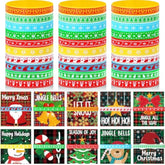 100-Piece Christmas Silicone Bracelet Set Xmas Wristbands with Gift Tags