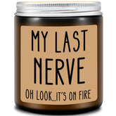 Birthday Gifts For Women Men, Valentines Galentines Day Gift For Her Him - My Last Nerve Lavender Candles - Funny Best Friend, White Elephant Gifts For Adults, Coworkers, Sister, Bestie