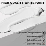 Titanium White Acrylic Paint 300Ml (10.2Oz) - High Coverage, Opaque, Lightfast & Waterproof - Perfect For Canvas, Paper, Wood, Mdf & Crafts - Ideal For Beginners & Artists