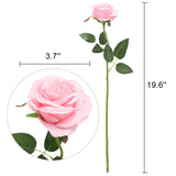 Artificial Silk Rose Flower Bouquet Lifelike Fake Rose For Wedding Home Party Decoration Event Gift 10Pcs (Pink)
