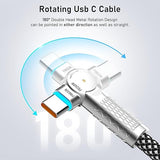 240W USB C to USB C Cable 6.6FT 180 Degree Rotating Braided Fast Charging Cord for iPhone 16 MacBook iPad Samsung