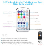 4 Colors 36W Twinkle Starlight Headliner Kit With Bluetooth App+Remote Control, 9.8Ft Total 800Pcs*0.75Mm/0.03In Optical Fiber Cables Music Sync Fiber Optic Star Ceiling Sky Lights For Car Home
