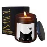 Cat Candle,Gifts For Cat Lovers,Cat Mom Cat Lady Gifts,Cat Owner Gifts,Black Funny Cat Themed Gifts For Women,Cedar Fragrance Scented Candles,8 Oz