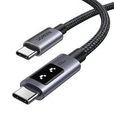 100W USB C to USB C Fast Charging Cable 6.6FT with LED Display for iPhone 17 16 MacBook Galaxy