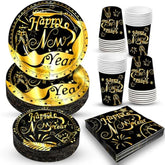 New Year 2026 Party Plates Cups Napkins Set 68pcs NYE Dinner Decor