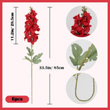 6Pcs Red Gladiolus Artificial Flowers 33.5In Long Stem Fake Silk Flowers Faux Gladiolus For Tall Vases Wedding Home Party Centerpieces Table Decorations Floral Arrangements (Red)