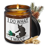 I Do What I Want,Funny Black Cat Gifts For Women,Birthday Gift,Christmas,Cedar Fragrance Scented Candles