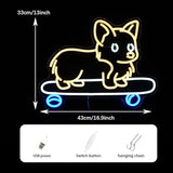 Corgi Dog Neon Sign LED USB Dimmable Wall Light 13 x 16.9 Inch for Kids Room Pet Shop Party Decor