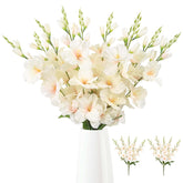 2 Bundles Champagne Gladiolus Artificial Flowers 10 Heads 26.38" Silk Faux Gladiolus Flowers For Wedding Centerpieces, Home Table Party Decor(Champagne)
