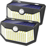 2 Pack 120 LED Solar Motion Sensor Lights IP65 Waterproof Outdoor Security Wall Lights