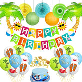Beach Luau Party Decorations Set with Happy Birthday Banner, Lanterns & Balloons