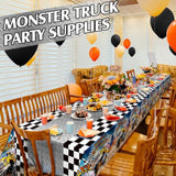 3 Pcs Monster Truck Birthday Party Tablecloths Monster Machine Table Covers Large Plastic Disposable 108 X 54 Inches For Truck Theme Kid'S Boys Birthday Shower Party Supplies