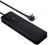 12 Outlet Surge Protector Power Strip 8FT Extension Cord 4000J Heavy Duty for Home Office Gaming