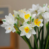 18“Artificial Daffodils Flowers Narcissus Faux Spring Flowers Fake Silk Daffodil Flower Arrangement Artificial Daffodil Bundles For Home Decor Centerpiece Wedding Bouquet 8 Pcs (White)